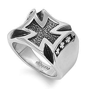  Stainless Steel Casting Ring   Iron Cross   Size  9 