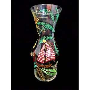  Caribbean Excitement Design   Hand Painted   Glass Carafe 