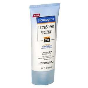 Neutrogena Ultra Sheer Dry Touch Sunblock, SPF 70, 3 Ounce Tubes (Pack 