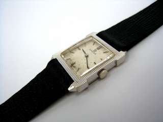 Vintage Square Pyramid Omega 14K White Gold Wrist Watch  