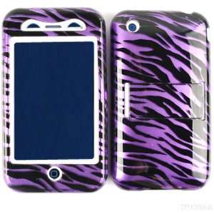 3GS 3G S Purple and Black Zebra Animal Skin Transparent Design Hybrid 