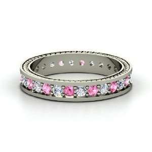  Anisha Ring, 14K White Gold Ring with Diamond & Pink 