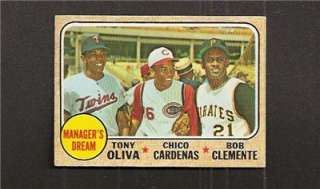 1968 Topps # 480 Managers Dream Oliva Cardenas  Bob Clemente EXMT to 