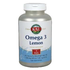  Omega 3 Fish Oil, Lemon Flavor   Lemon   120 Gels Health 