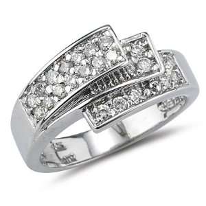  14K White Gold Diamond Anniversary Ring in Pave Setting 0 
