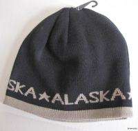 Alaskan Alaska Black Reversable Beanie Skull Hat Knit  