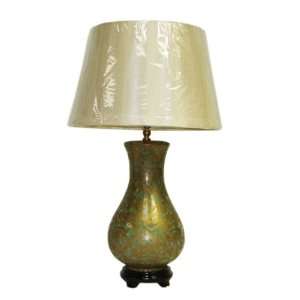   12 Classic Celadon & Gold Scroll Pattern Table Lamp: Home Improvement