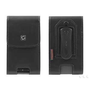     Black Vertical Noble Leather Holster Clip Case + Screen Protector