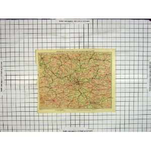  Antique Map Environs Paris Rail Routes Versailles Melun 
