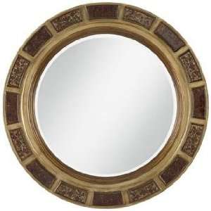  Antique Gold with Reverse Painted Glass Round Wall Mirror 