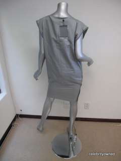 NWT Alexander McQueen Gray Grommet Side Dress 40  
