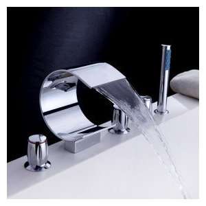  Waterfall Tub Faucet with Hand Shower (Curved Shape Design 