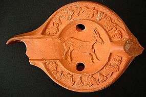 Ancient Redware Roman Oil Lamp Antiquities  