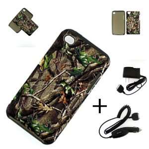   CASE BROWN AND GREEN LEAVES COVER CASE + CAR CHARGER + WALL CHARGER