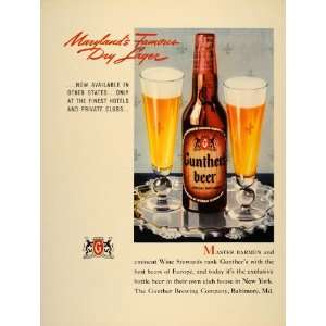  1940 Ad Gunthers Beer Dry Lager Brewing Baltimore MD 