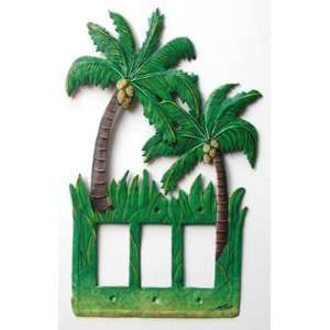 Hand Painted Coconut Tree Rocker Switchplate   3 Holes 