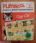 Vintage Playskool Match A Story Picture Puzzle Copy Cat 1968 w/ Box 