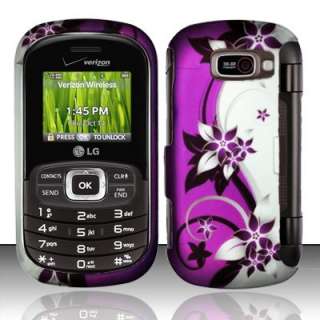 for Verizon LG Octane VN530   Purple Vines Rubberized Hard Case Phone 