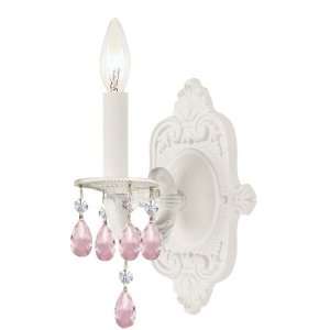  Paris Flea Market Single Sconce in White with Pink Murano 