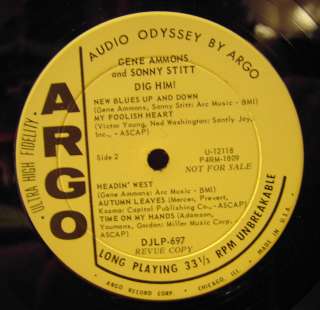 Gene Ammons & Sonny Stitt LP DIG HIM Original Argo VG+  