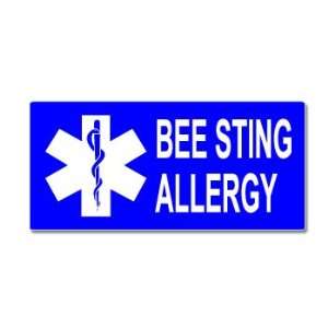Bee Sting Allergy With Star Of Life   Window Bumper Sticker