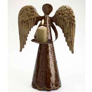  Recycled Metal Angel Candle Holder