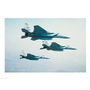  Three F 15 Eagle fighter planes flying in formation Art 