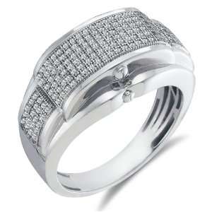 Size 4   10K White Gold Diamond MENS Wedding Band OR Fashion Ring   w 