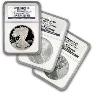  2006 W (3 Coin) Silver Eagle Set (NGC MS 69 & PR 69 UCAM 