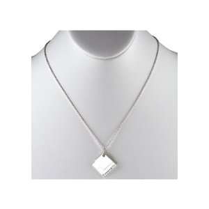  Sterling Silver Double Square Pendant Necklace: Jewelry