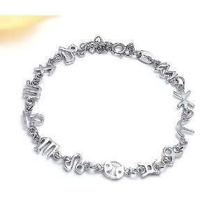   Sterling Silver White Gold Plated Asterism Bracelet 
