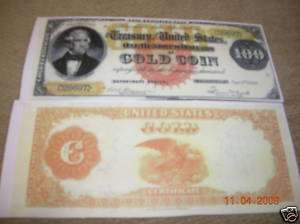 Replica $100 1882 Gold US Paper Money Currency Copy  