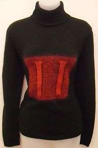 Gianni Versace Black Red Detail Turtleneck Knit Sweater 42 US 8  
