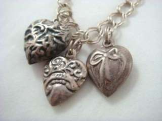   Prochain Sterling Silver Chain Hearts Charm Bracelet 6 3/4  