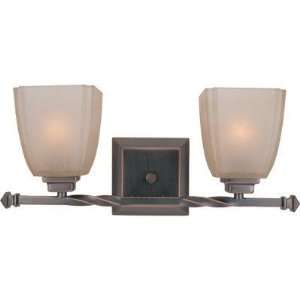   Nita 2 Lite Vanity Lamp, Copper Bronze with Woven Pattern Glass Shade