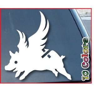 Burton Uninc Pig Flying Car Window Vinyl Decal Sticker 9 Tall (Color 