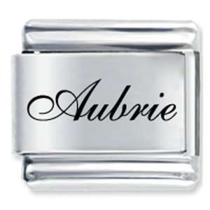   Script Font Name Aubrie Gift Laser Italian Charm: Pugster: Jewelry