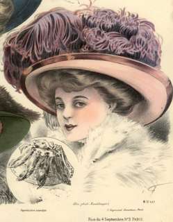 MODISTE UNIVERSELLE Oct,1908  HATS Chapeau enfant garni  