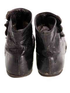 Vintage Black Leather Baby Shoes Side Button Victorian & Buttonhook 