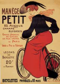 FRENCH ELYSEES BICYCLE BIKE GIRL MANEGE PETIT PARIS VINTAGE POSTER 