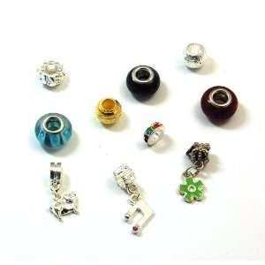  TOC BEADZ Bargain Sale Pack of Ten Funky Slide On Beads Jewelry