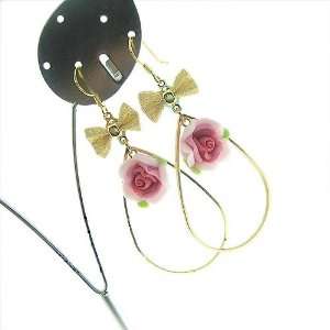   Butterfly Knot 925 Sliver Polymer Clay Flower Earrings Jewelry