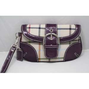  New Fabric Wallet wristlet with Purple Leather Trim 