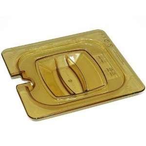  Sixth Size Amber Food Pan Cover, Notched