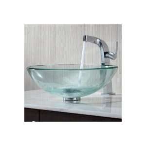   Clear Glass Vessel Sink and Typhon Faucet Chrome C GV 101 12mm 15100CH