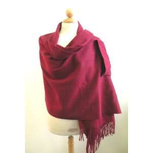 Cashmere/Lamb Wool Scarf Shwal,Gorgeous Solid Red with 2 Pockets Shawl 