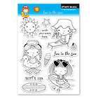 Penny Black FUN IN THE SUN Clear Stamps Girl Mimi New  