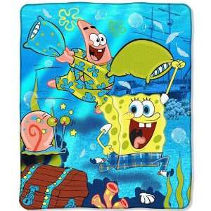  Sponge Bob Blue PJ Party Fleece Throw (50x60) Everything 