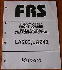 Kubota: Flat Rate Schedule Front Loader LA203, LA243  