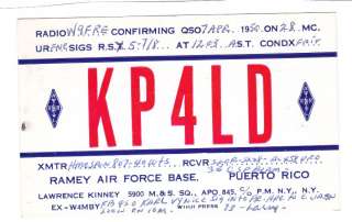 Puerto Rico Ramey Air Force Base KP4LD 1950 QSL Card  